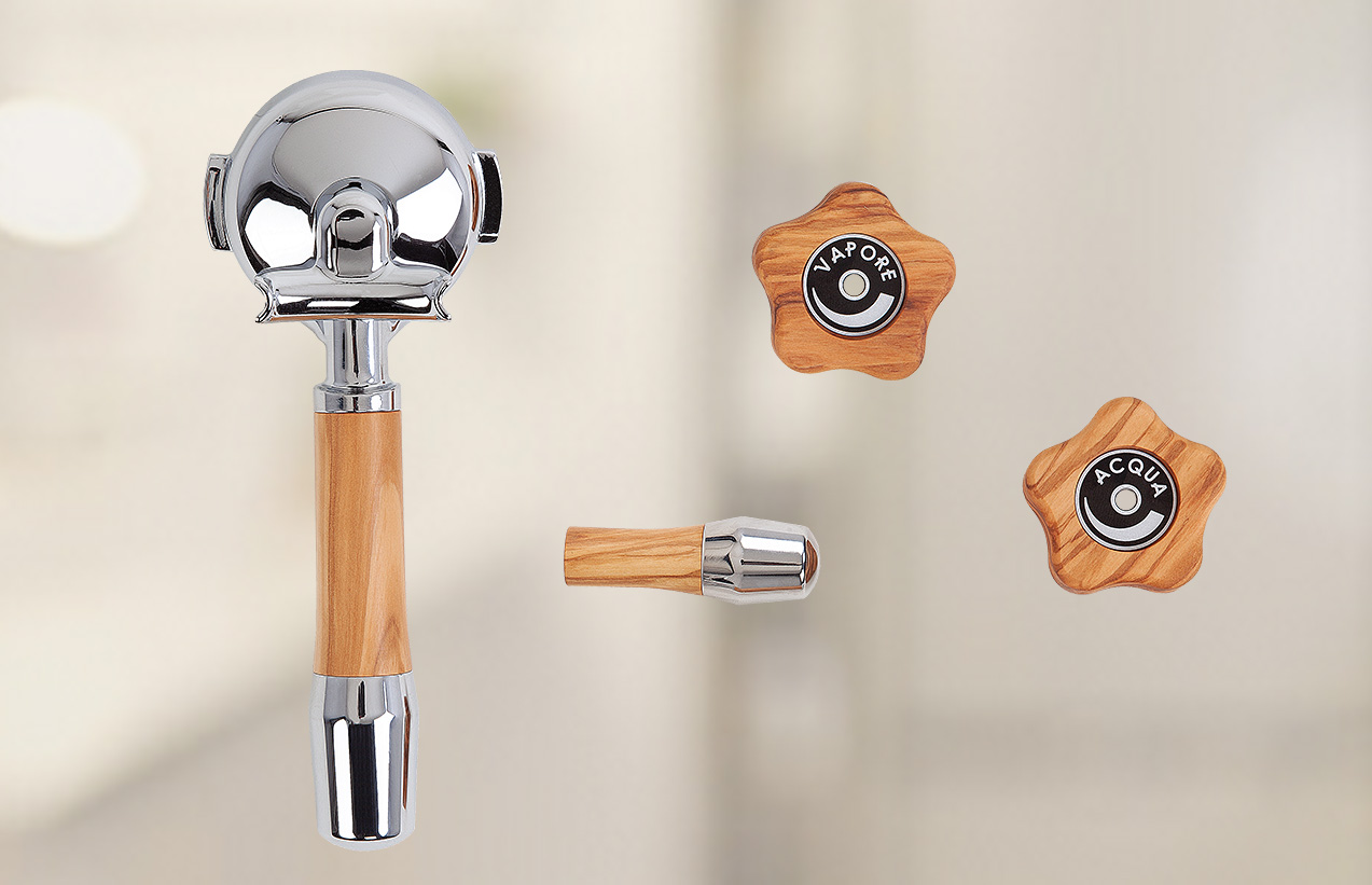 Rotary valve handle set - olive wood