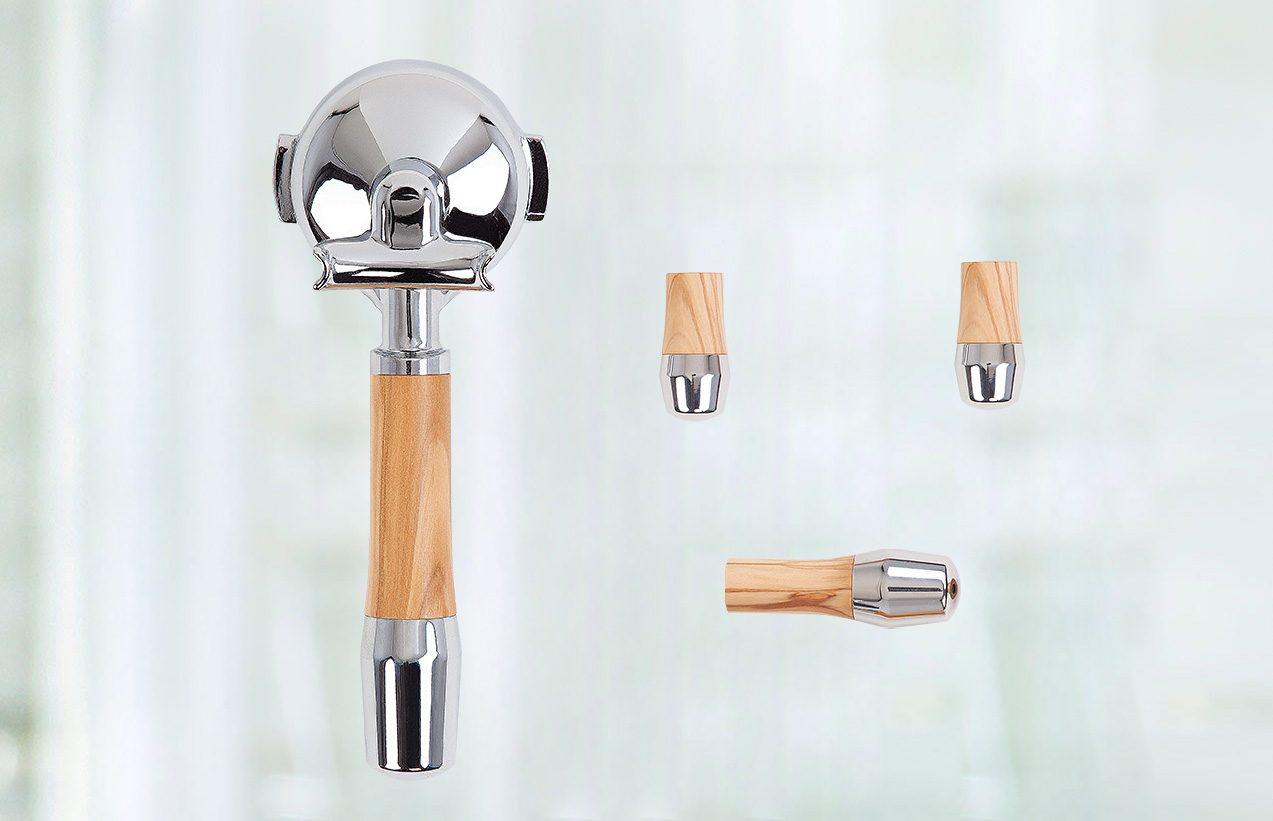 Lever valve handle set - olive wood