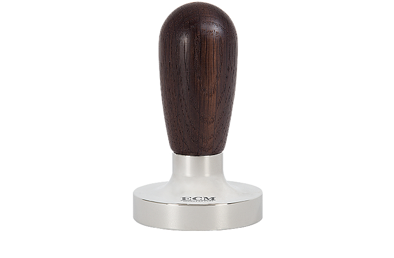 ECM Tamper plan, Basis Edelstahl, Griff Smoked Oak